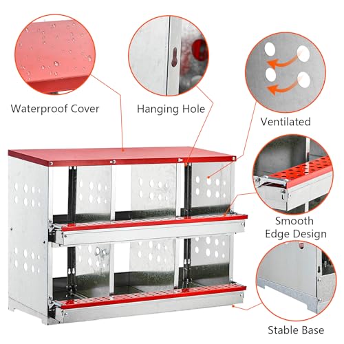 Nesting Boxes for Chickens, 6 Compartment Roll Out Away Chicken Nesting Boxes for Laying Eggs, Nesting Gift Boxes for Hens Duck Poultry