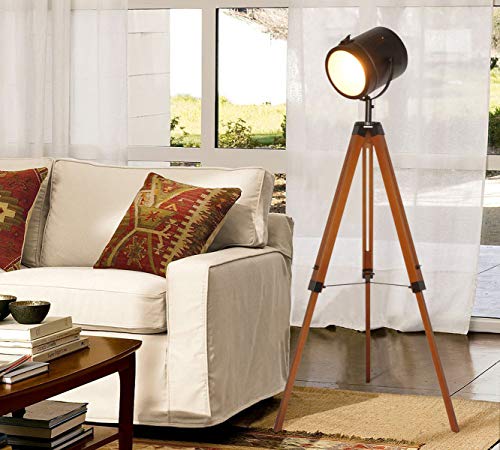 Contemporary Modern Wooden Farmhouse Tripod Floor Lamps for Living Room