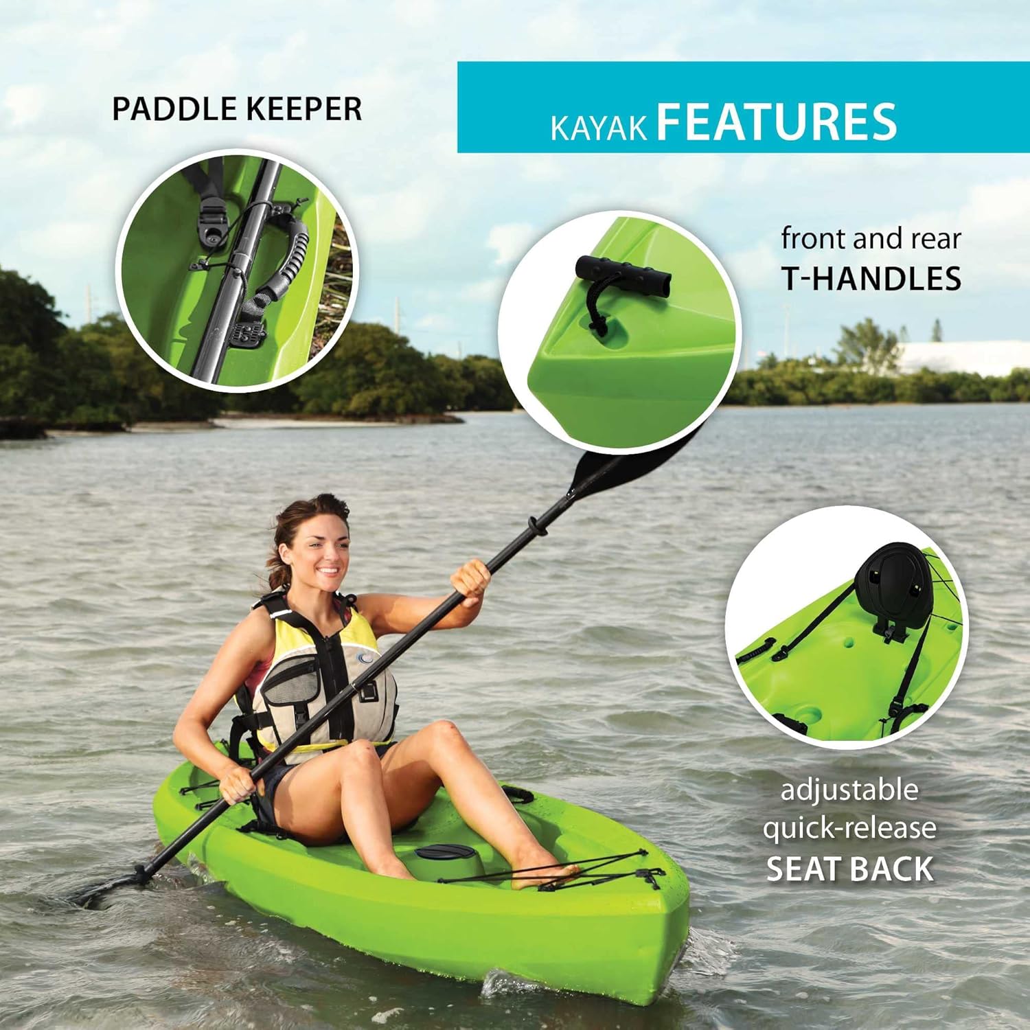 Lifetime Tioga Sit-On-Top Kayak with Paddle, Lime, 120"