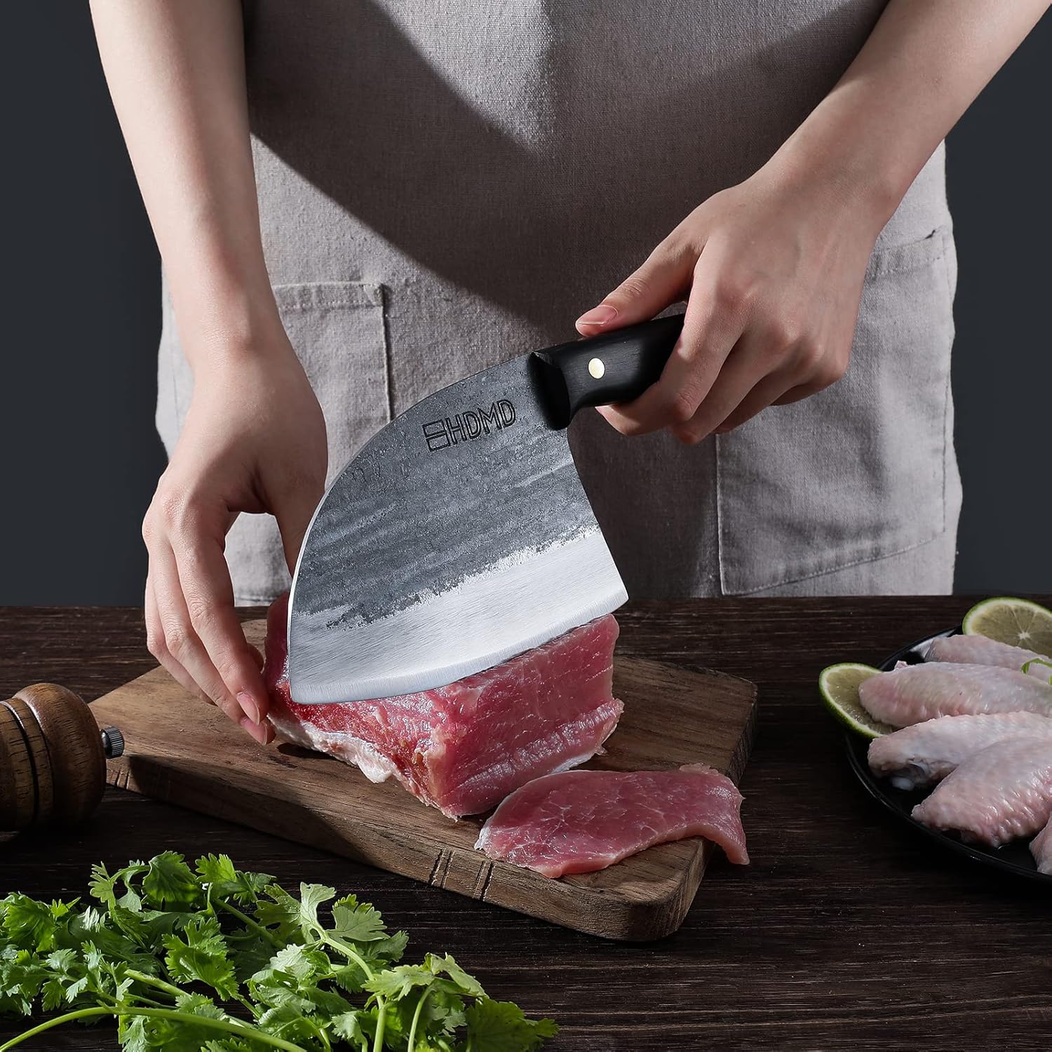 Serbian Chefs Knife Carbon Steel Butcher Knife For Meat Cutting