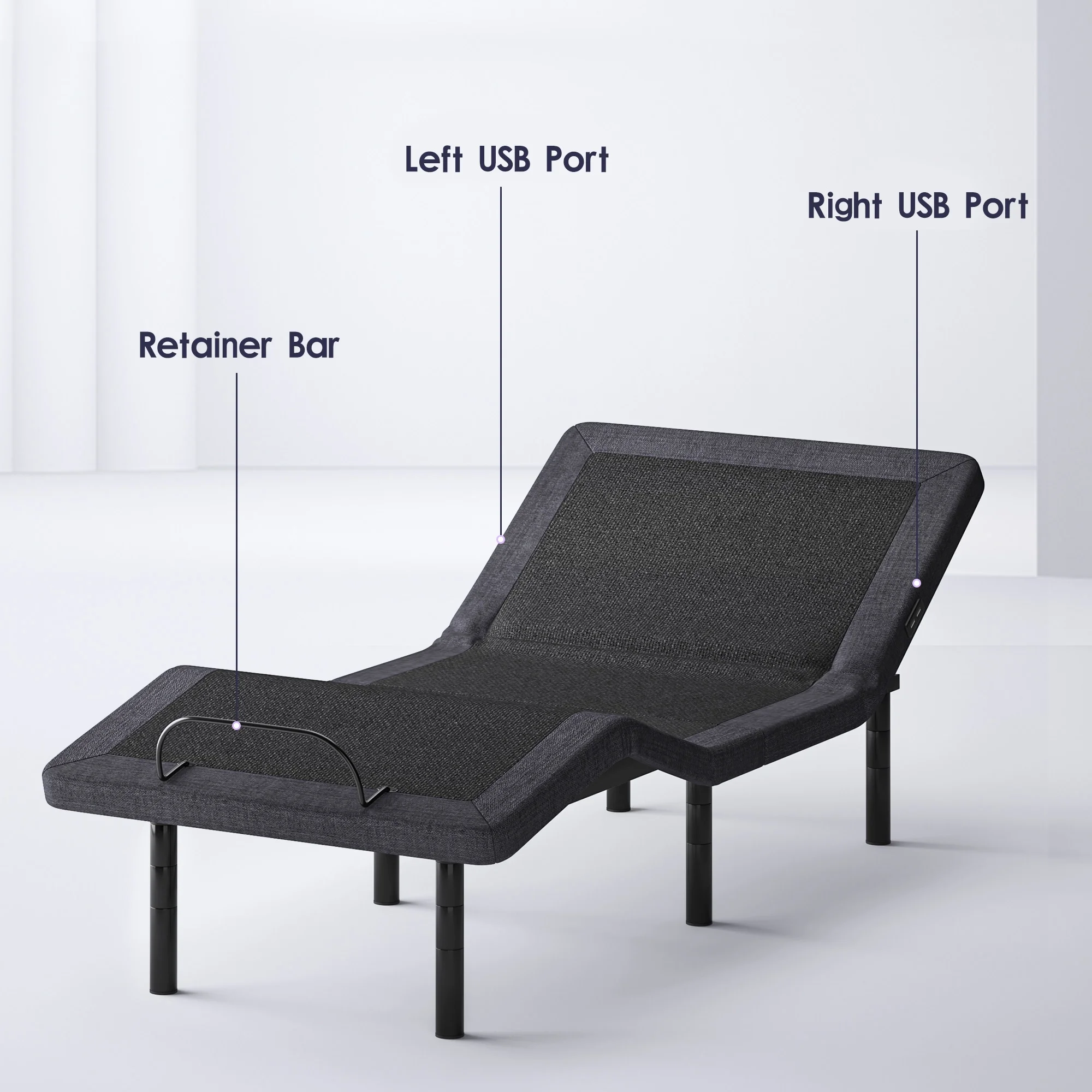 SogesPower Twin Size Ergonomic Electric Adjustable Bed Base:USB Ports, Nightlight & Wireless Remote Control,Memory Pre-Sets