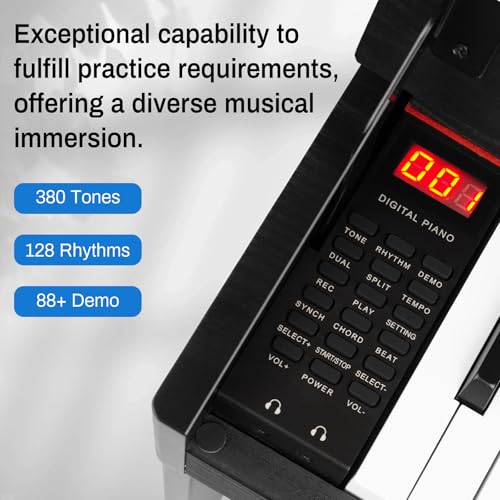 MOSEN 88 Keys Weighted Digital Piano with Furniture Stand & 3-Pedal Unit, Hammer Action Keyboard