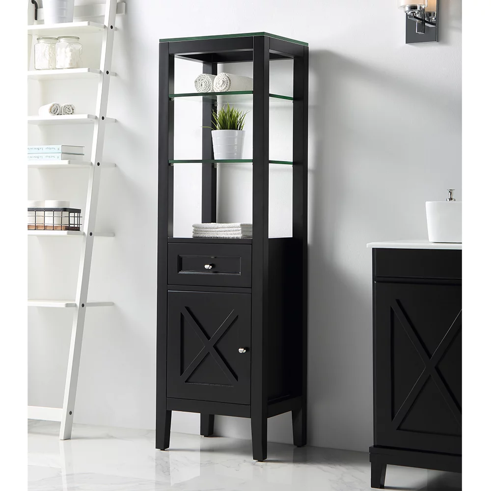 Ove Decors High End 18 in W x 14 in D Bathroom Linen Cabinet, Espresso