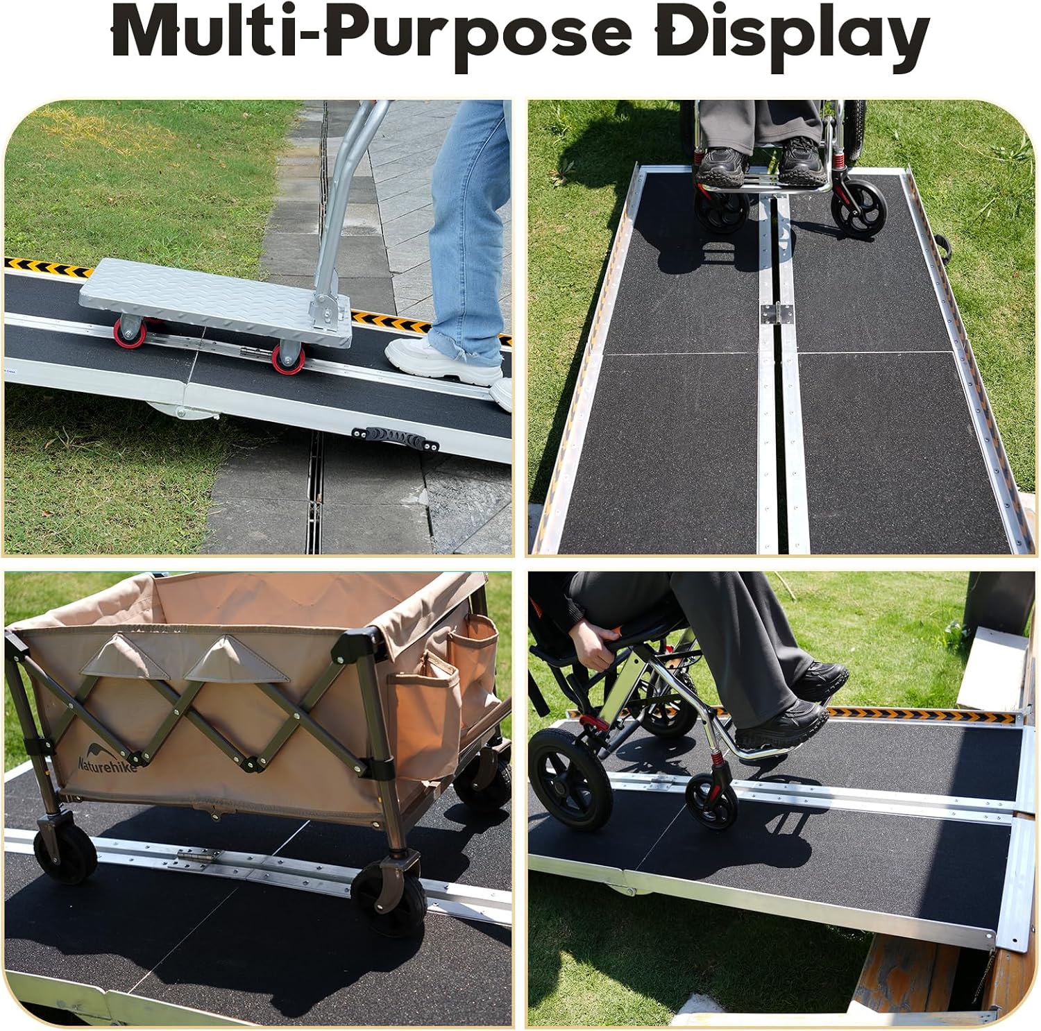 FACHNUO 10FT Portable Wheelchair Ramp Non-Skid Handicap Ramps Folding Wheel Chair Ramp Aluminum Threshold Ramp for Doorways