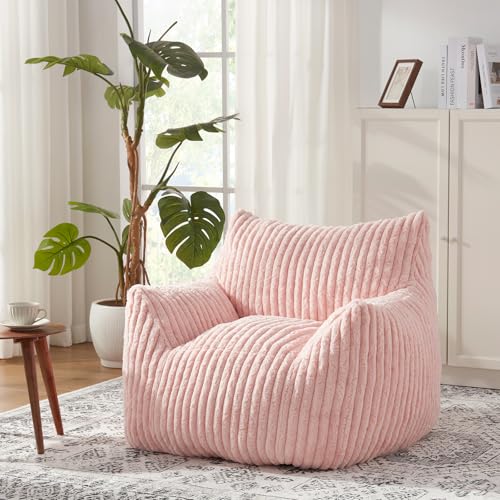 Giant Bean Bag Chairs for Adults with Filling Plush Fluffy Bean Bag Chairs for Teens with Armrests Comfy BeanBag Lazy Couch Sofa Chair for Bedroom