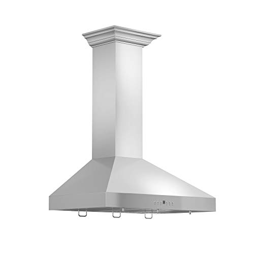 Z Line 667CRN-30 30" 900 CFM Professional Wall Mount Range Hood in Stainless Steel with Crown Molding