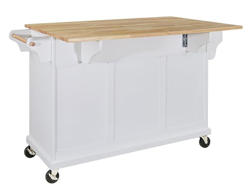 Mobile Kitchen Island on 5 Universal Wheels, Greenguard Gold Certified, Stationary Storage Island with 5 Wood Cabinet Feet