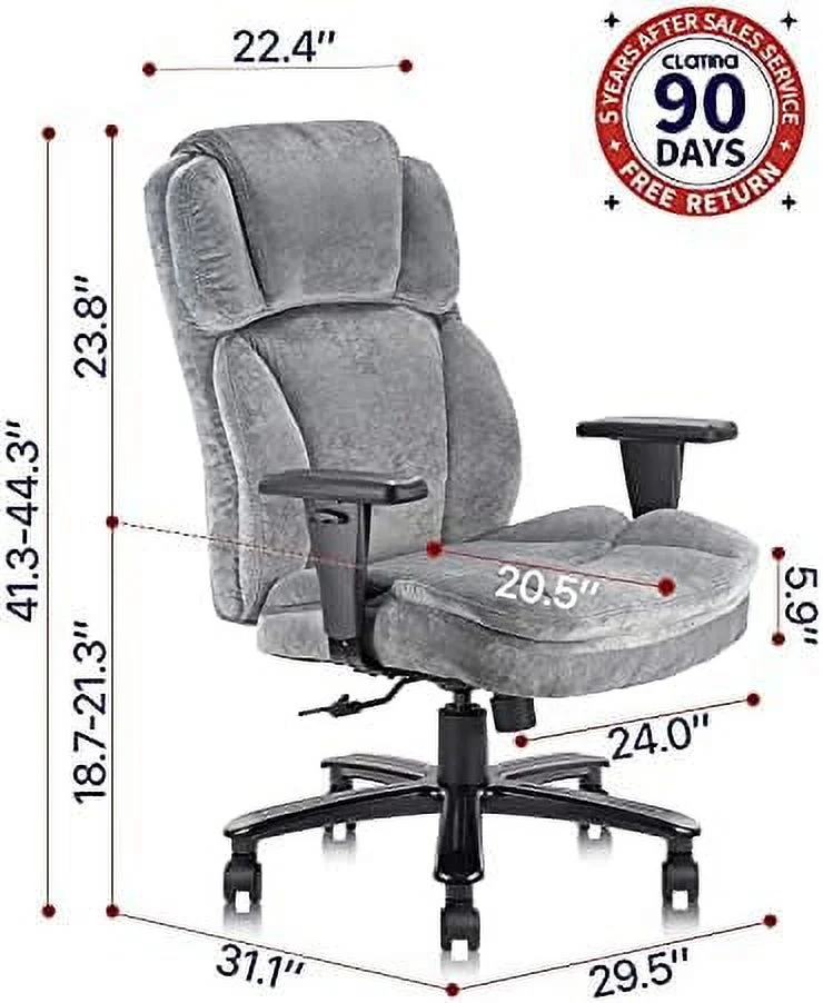 RUNFAYBIU Ergonomic Big Tall Wide Heavy Office Chair 400lbs with Soft Cushion Adjustable Height Thick Padding Headrest and Armrest Executive Desk
