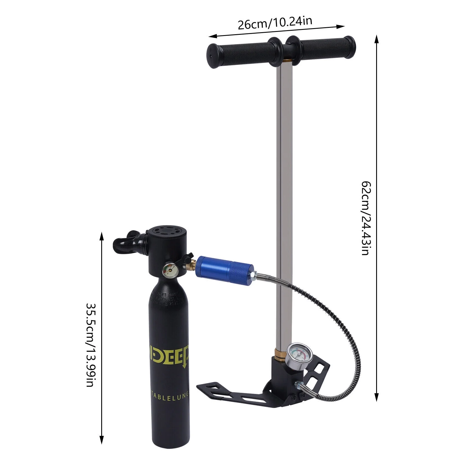 4500Psi Mini Scuba Diving Case Kit 0.5L Oxygen Tank Pump Equipment Underwater Breath