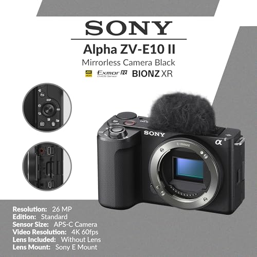 Alpha ZV-E10 II Mirrorless Camera Bundle with 64GB Memory Card, Shoulder Bag