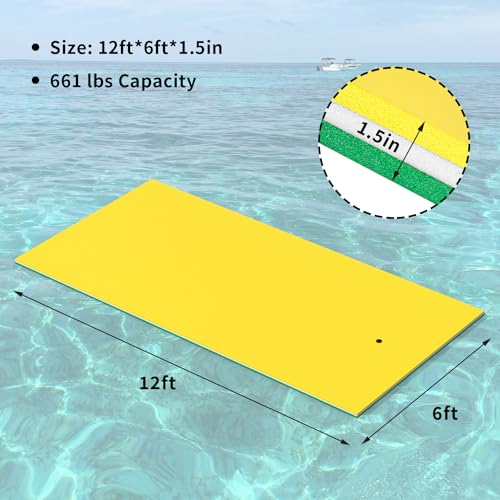Oversized Lily Pad Floating Mat, 3 Layer 7'/9'/12'/18' Floating Water Mat,Ocean, Beach, River, Pool, Floating Mat for Water Recreation and Relaxing