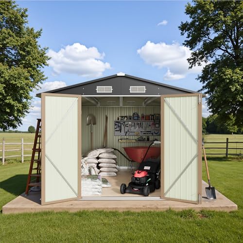 Greesum 5×3 FT Outdoor Storage Shed, Metal Storaged Sheds Without Floor, Tool Sheds with Lockable Doors and Sloping Roof for Garden, Patio, Backyard