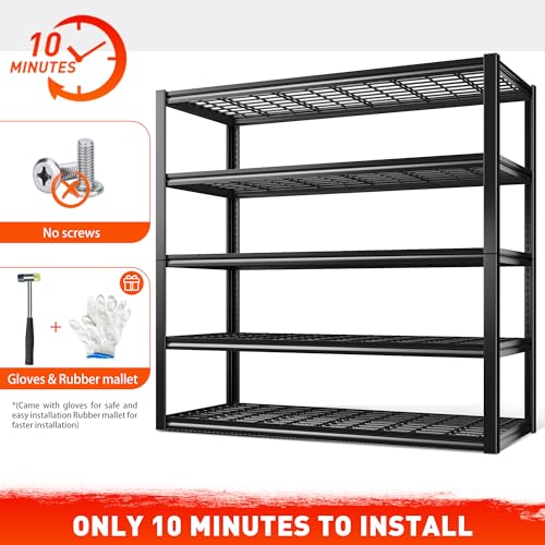 REIBII 60" W Garage Shelving Heavy Duty Metal Shelving 3000LBS Storage Shelves Adjustable Metal Shelves for Storage Industrial Garage Shelves for