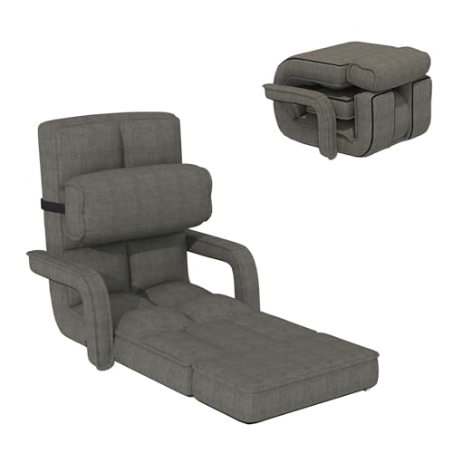 Esright Floor Chair, Padded Folding Gaming Chair with 14-Level Adjustable Backrest