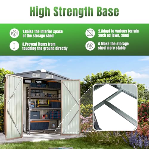 Aoxun 6.2x4 FT Shed Outdoor Storage Shed Metal Garden Shed with Lockable Doors & Slooping Roof Tool Shed Bike Shed for Backyard, Patio