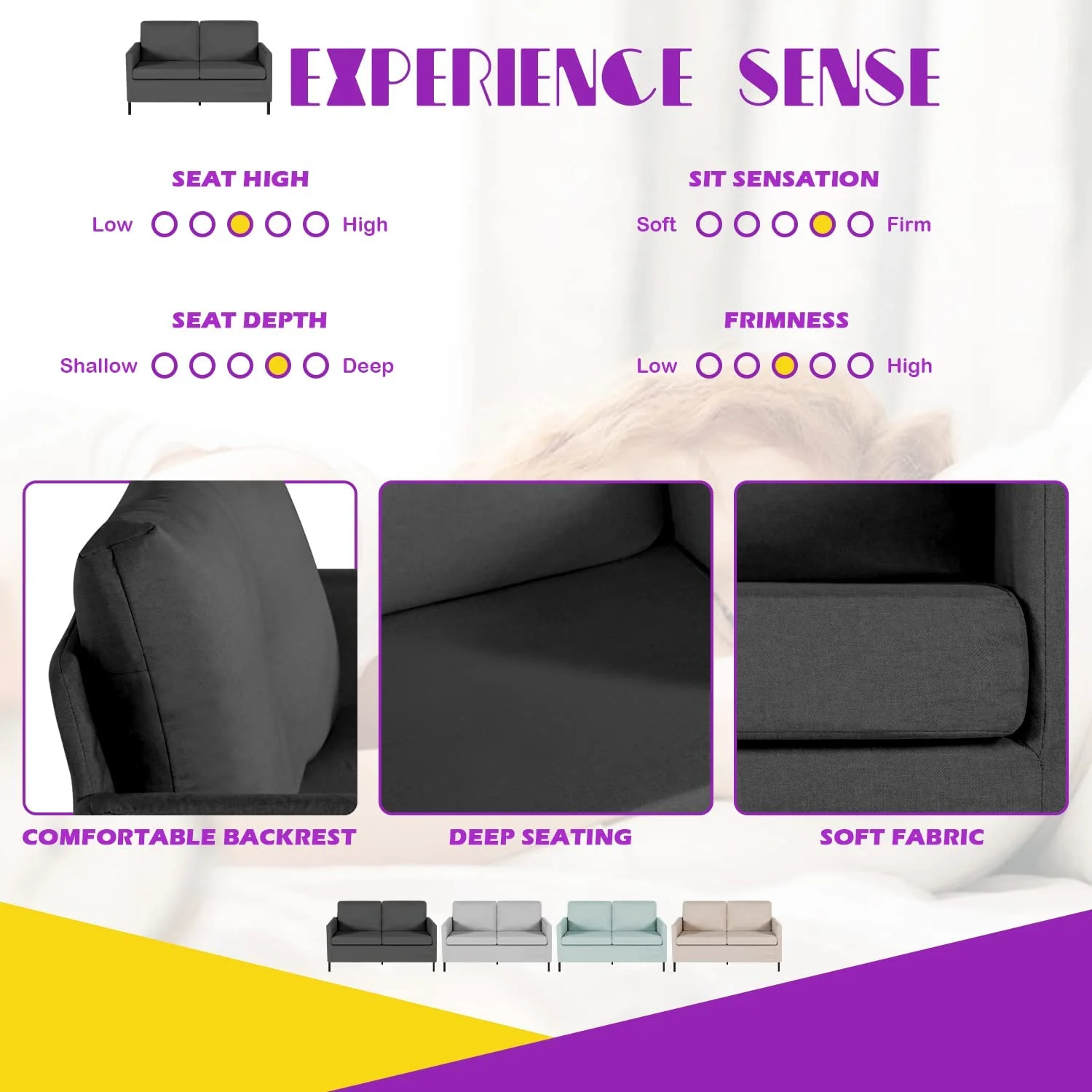 sell well TYBOATLE Fabric Modern Loveseat Sofa Couch for Living Room  51"