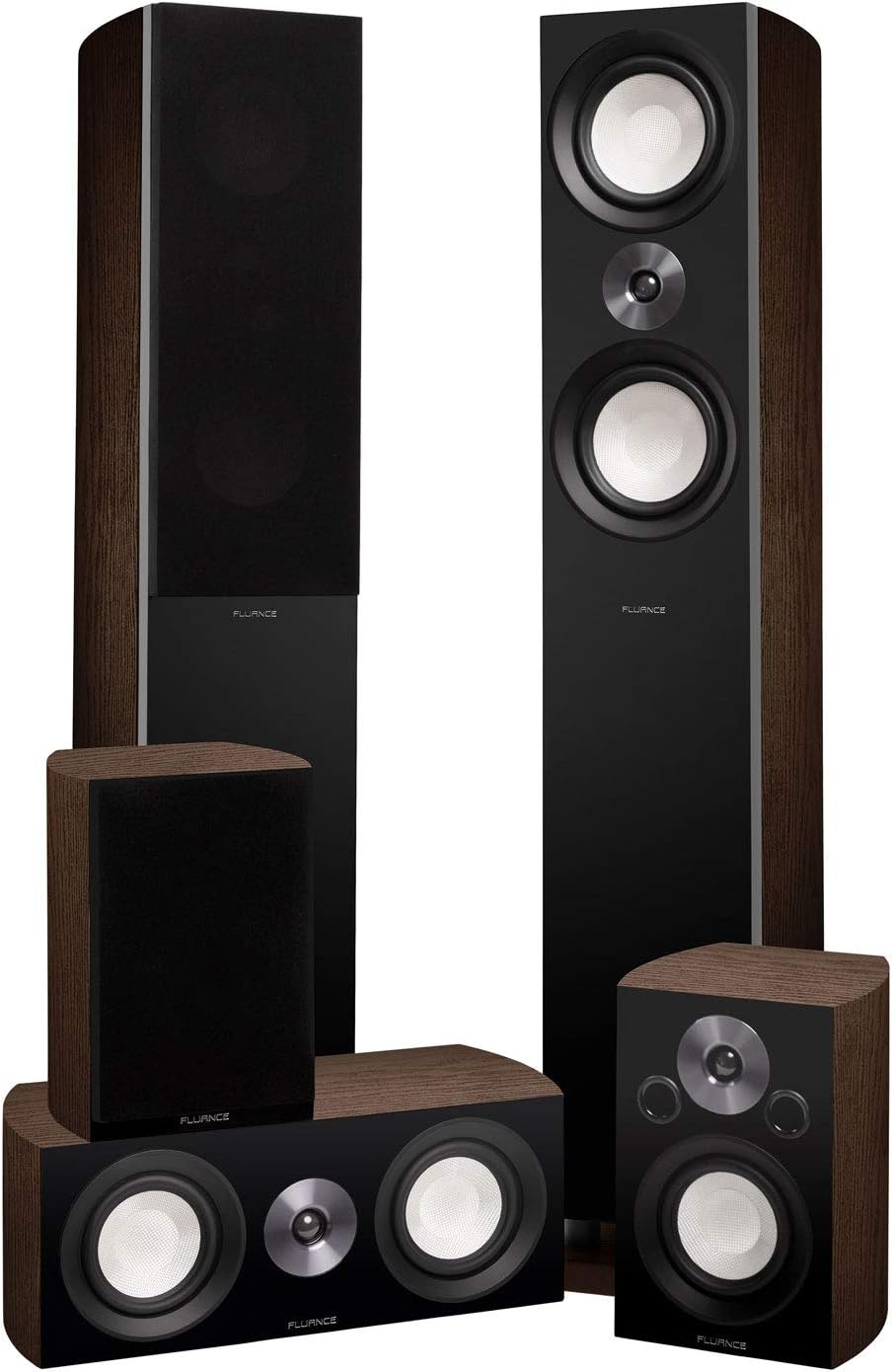 Fluance Reference Surround Sound Home Theater 5.0 Channel Speaker System Including 3-Way Floorstanding Floorstanding Towers, Center Channel