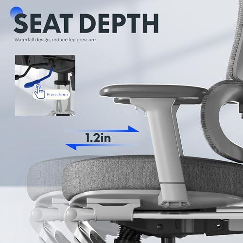 FLEXISPOT ErgoX Premium Ergonomic Office Chair with Footrest- Adjustable 3D Armrests, Dynamic Lumbar Support, Recline & Tilt Function, Mesh Seat