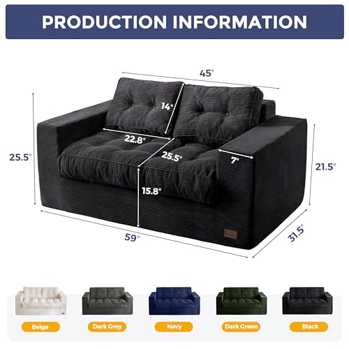MAXYOYO 3 Seater Couch for Living Room, Boneless Couch with Tufted Cushion & Backrest, Upholstered Floor Sofa with Armrests, Sofa in A Box