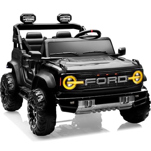 24V Ride on Toys for Big Kids, Licensed Ford Bronco Raptor 2 Seater Ride on Cars with Remote Control, Ride on Truck w/ 4-Wheeler Suspension, 3 Speeds