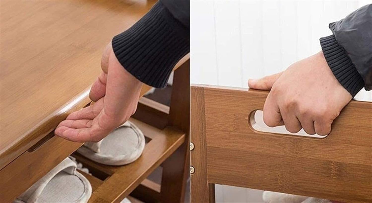 Home shoe cabinet Shoe Rack Shoe Rack in Natural Bamboo Wood Simple Rack Storage Rack Multilayer Change The Stool Multi Function Shelf Shoebox