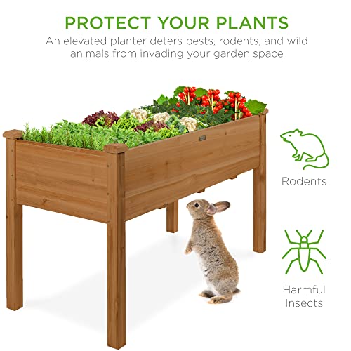 Best Choice Products 72x23x30in Raised Garden Bed, Elevated Wood Planter Box Stand for Backyard, Patio, Balcony w/Divider Panel, 6 Legs