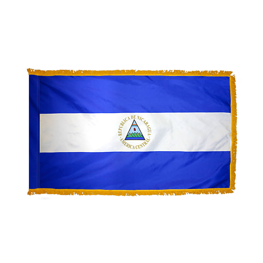 3ft. x 5ft. Nicaragua Flag Seal with Side Pole Sleeve and Fringe by US Flag Supply