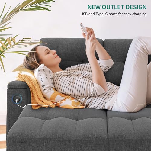 YITAHOME Sectional Sofa L-Shaped Sofa Bed w/Chaise & USB, Reversible Couch Sleeper w/Pull Out Bed & Storage Space