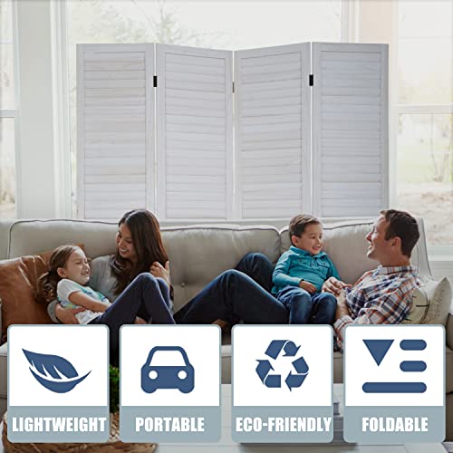 Room Divider 6 Panel Wood Privacy Screen Folding Partition Wall Room Dividers Freestanding White 5.57 FT Tall Divider for Room Separation