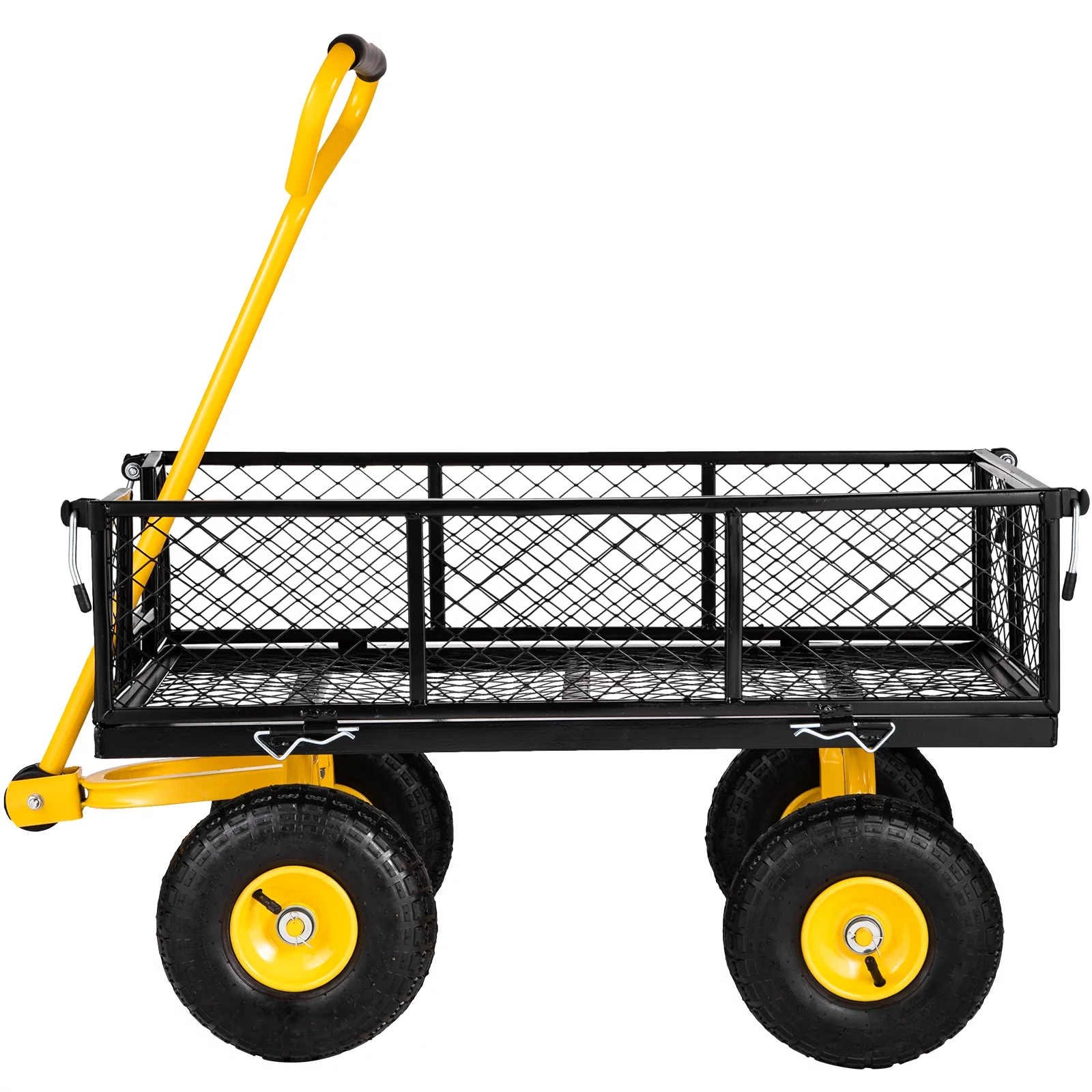 BENTISIM Steel Garden Cart, Heavy Duty 900 lbs Capacity, with Removable Mesh Sides to Convert into Flatbed