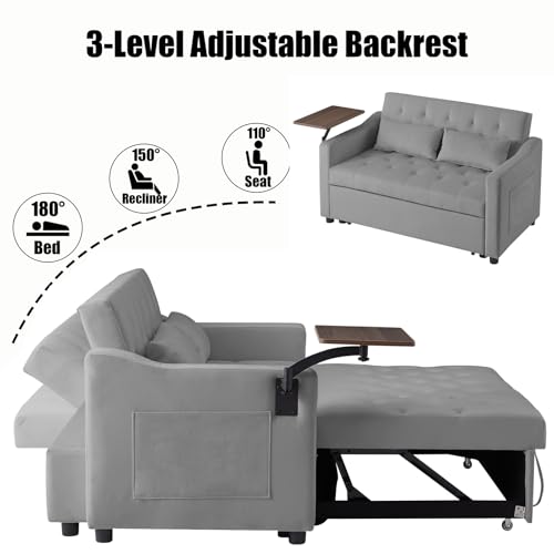 68.11" Corduroy Sleeper Chair Bed with USB Port, Cup Holders & Side Storage Pockets – 3-in-1 Foldable Sofa Bed for Guest Room, Living Room – White