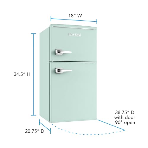 West Bend Mini Fridge with Freezer Retro-Styled for Home Office or Dorm