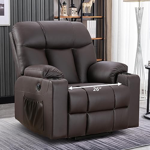 Bonzy Home Oversized Power Lift Recliner Chair for Elderly, Faux Leather Lift Chair with Heated and Massage