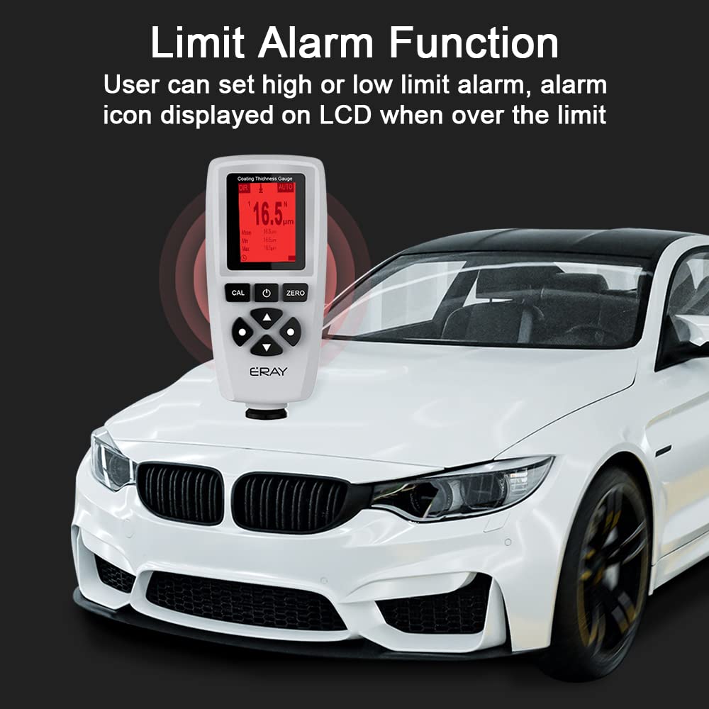 Paint Coating Thickness Gauge, ERAY Digital Depth Mil Thickness Meter with Backlight LCD Display for Car Automotive
