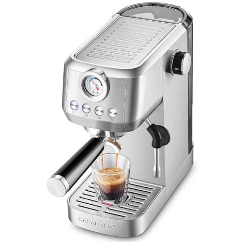 CASABREWS 3700 Gense Espresso Machine 20 Bar, Stainless Steel Espresso Maker With Steam Milk Frother