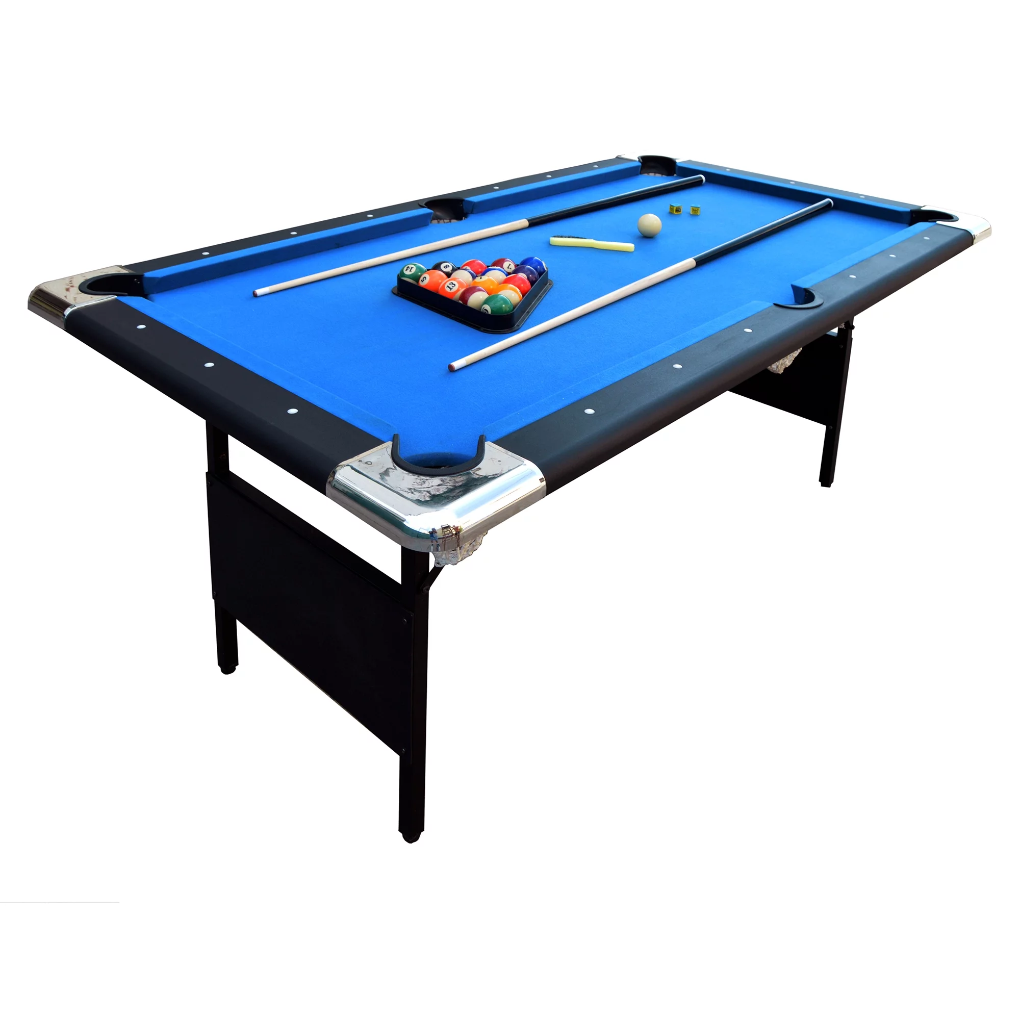 Hathaway Fairmont Portable, Folding 6 ft. Pool Table, Blue Felt, 43.25 in. W