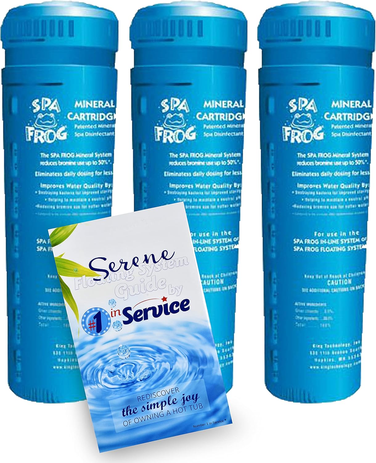 Spa Frog Serene Cartridge for Hot Tub 3 Mineral Cartridge for Floating Sanitizing System and Hot Tub Water Balance Guide