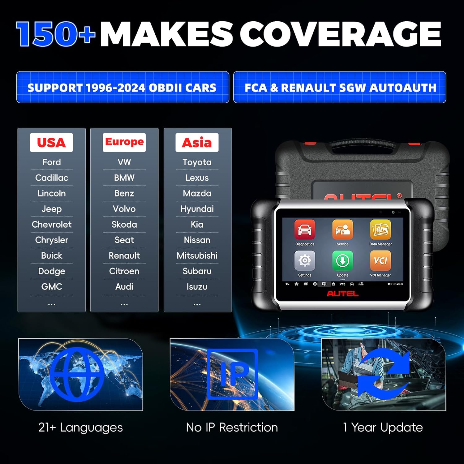 Autel Scanner MaxiCOM MK808Z: 2024 Android 11 Version MK808 Bidirectional Scan Tool, Same As MK808S MX808S