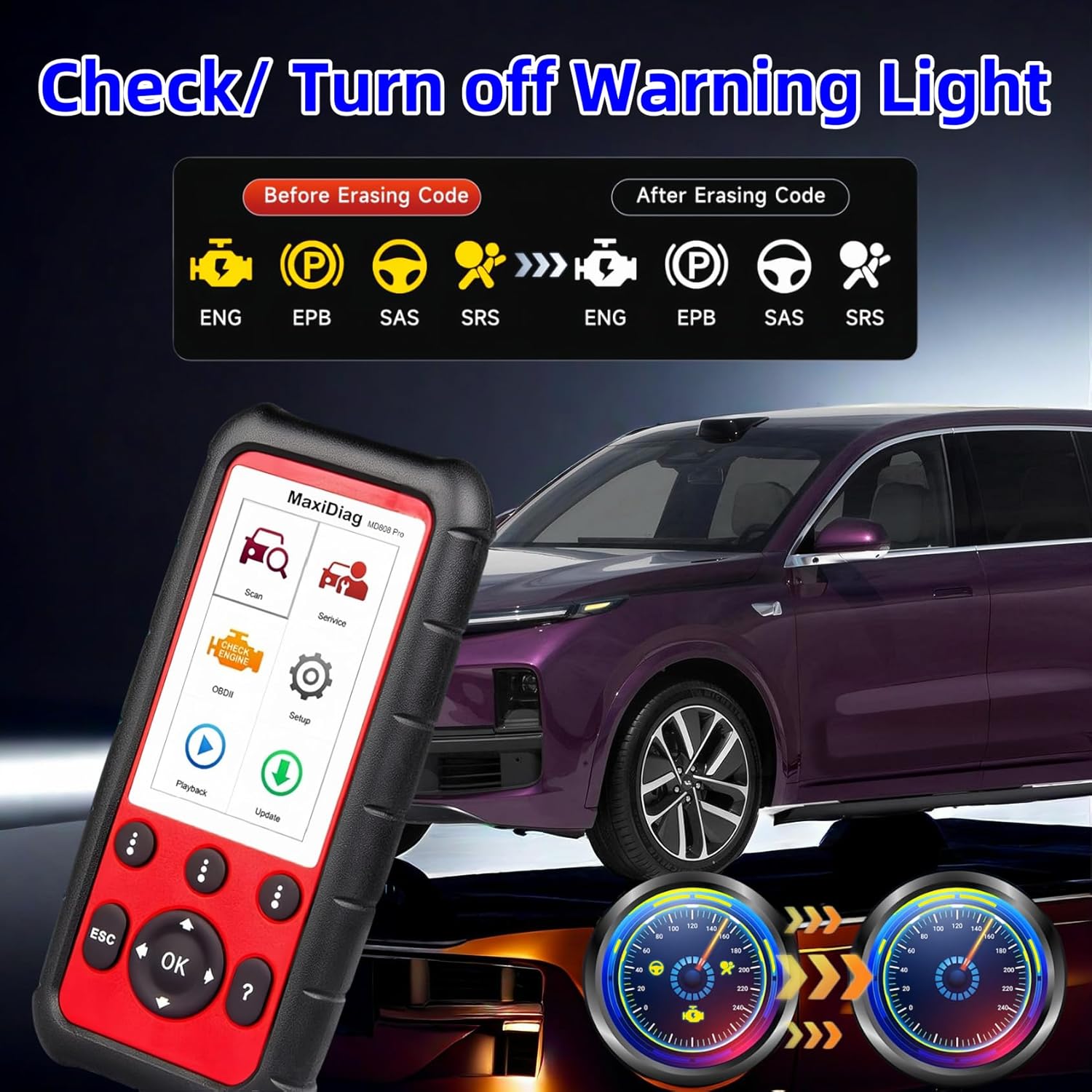 Autel OBD2 Scanner MaxiDiag MD808 Pro, All System Diagnostic Scan Tool, Upgraded of MaxiCheck Pro/ MD808/ MD806 Pro/ MD802