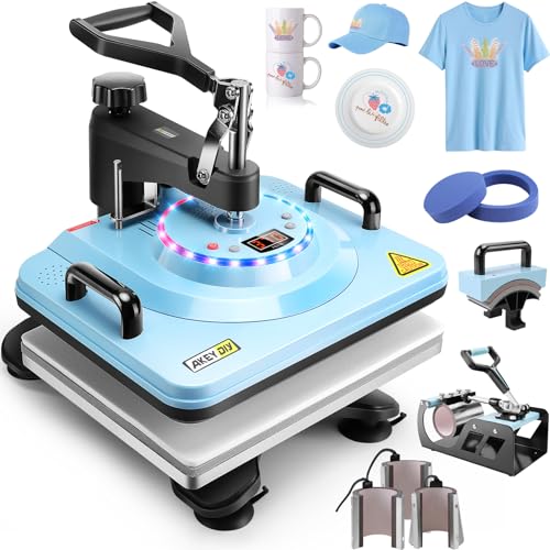 AKEYDIY Heat Press, Heat Press Machine for T Shirts 12''x15'', Tshirt Press Machine for Sublimation Mugs, Plates, Caps
