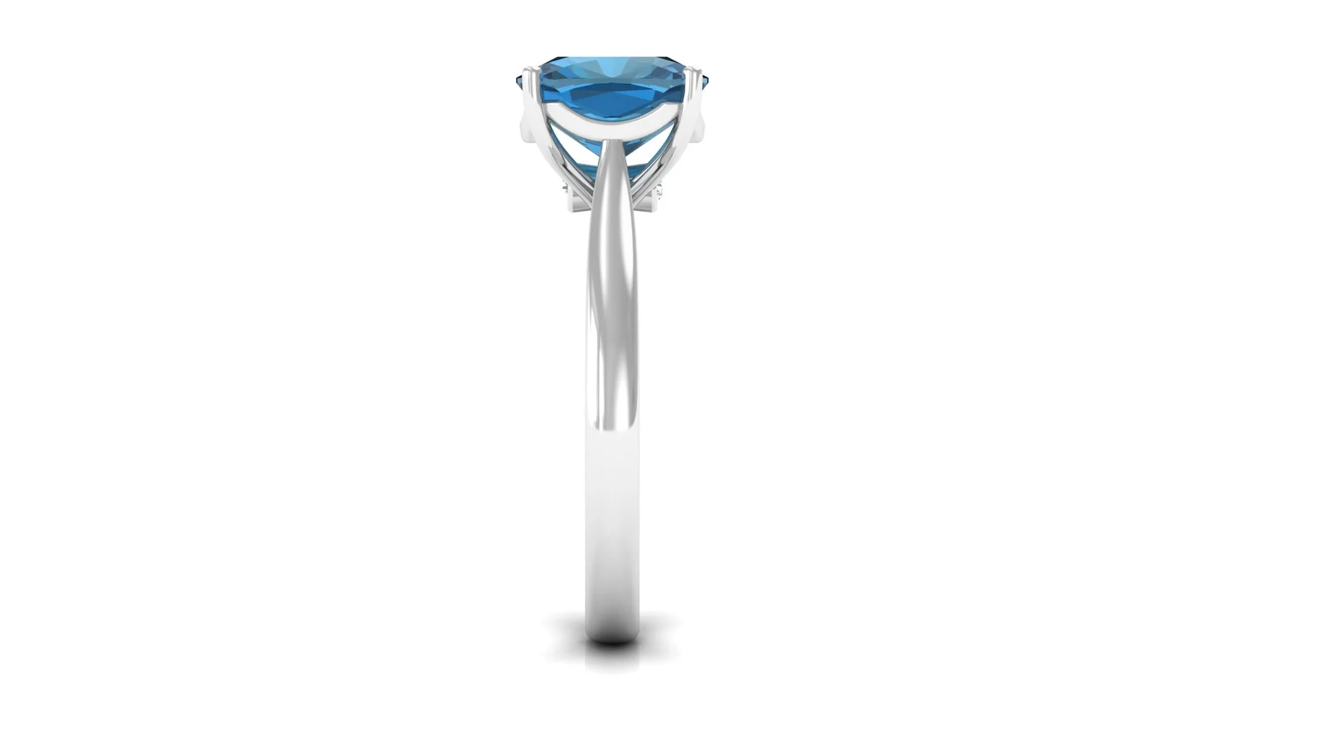 Rosec Jewels - 3 CT London Blue Topaz and Diamond Ring, Blue Topaz Solitaire Ring for Women, 925 Sterling Silver, US 4.00