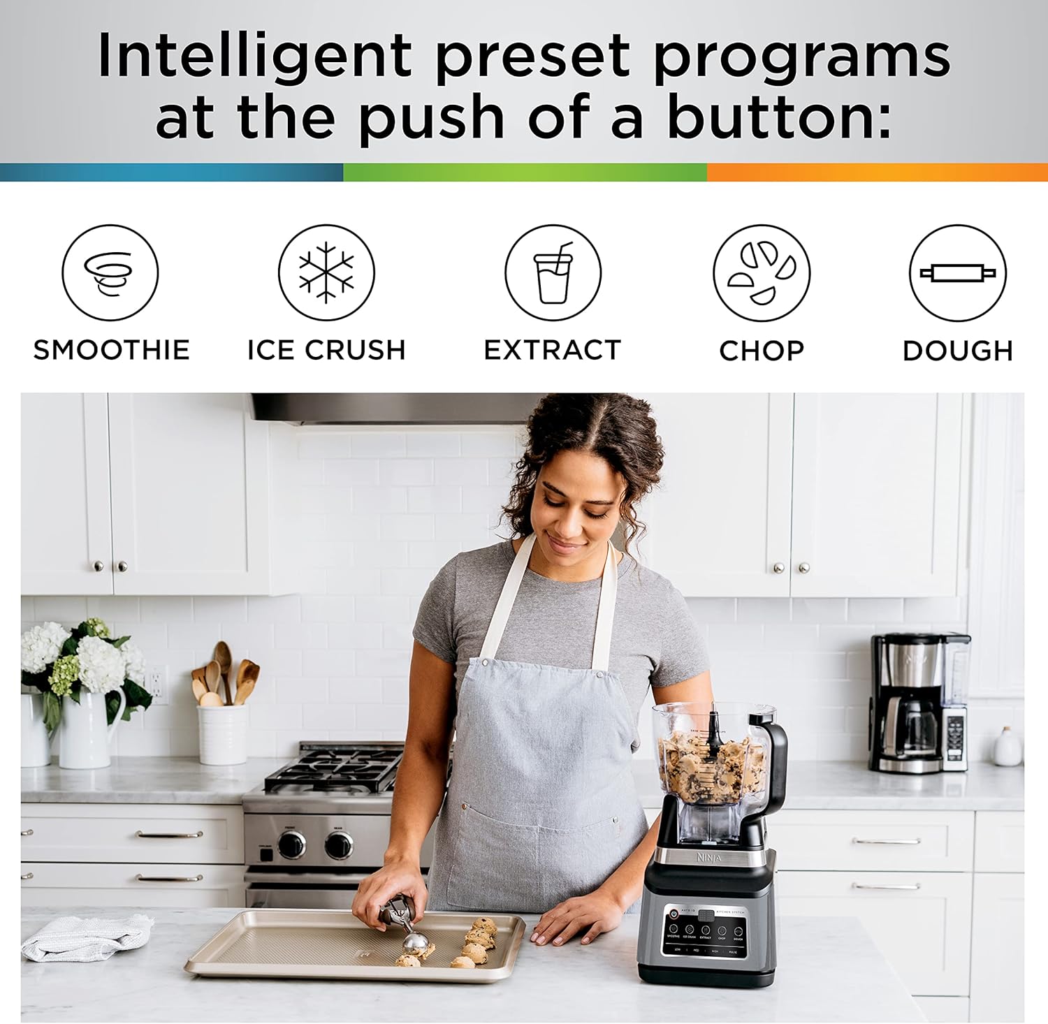 Ninja BN801 Professional Plus Kitchen System, 1400 WP, 5 Functions for Smoothies, Chopping, Dough & More with Auto IQ, 72-oz.* Blender Pitcher