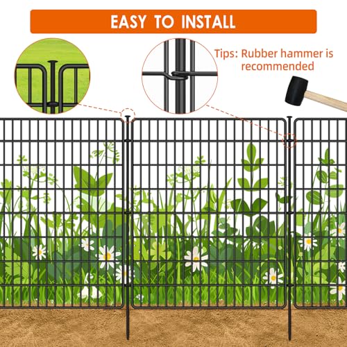 15 Panels No Dig Fence with Gate, 32 in(H) X 36 ft(L) Garden Decorative Fence Animal Barrier for Dogs