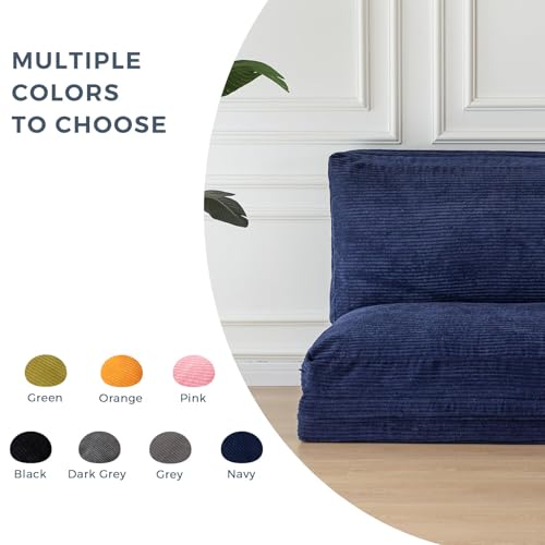 MAXYOYO Bean Bag Bed Folding Sofa Bed Floor Mattress for Adults, Extra Thick and Long Floor Sofa with Corded Washable Cover, Dark Grey, 30x95 Inch