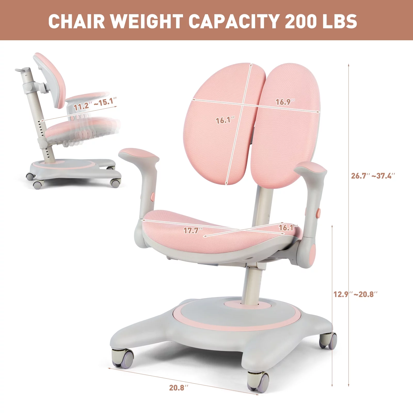 COSVALVE Adjustable Kids Desk and Chair Set with Hutch, Multifunction Ergonomic Study Table Chair with 2 Storage Drawers, Tilt Desktop