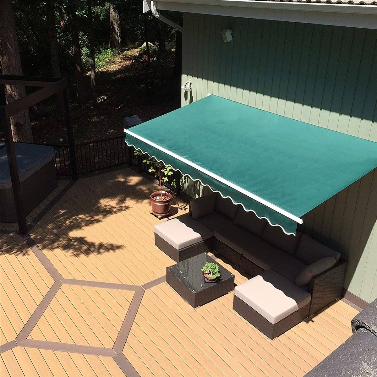 Aleko 12&x10& Motorized Retractable Patio Awning, Green Color
