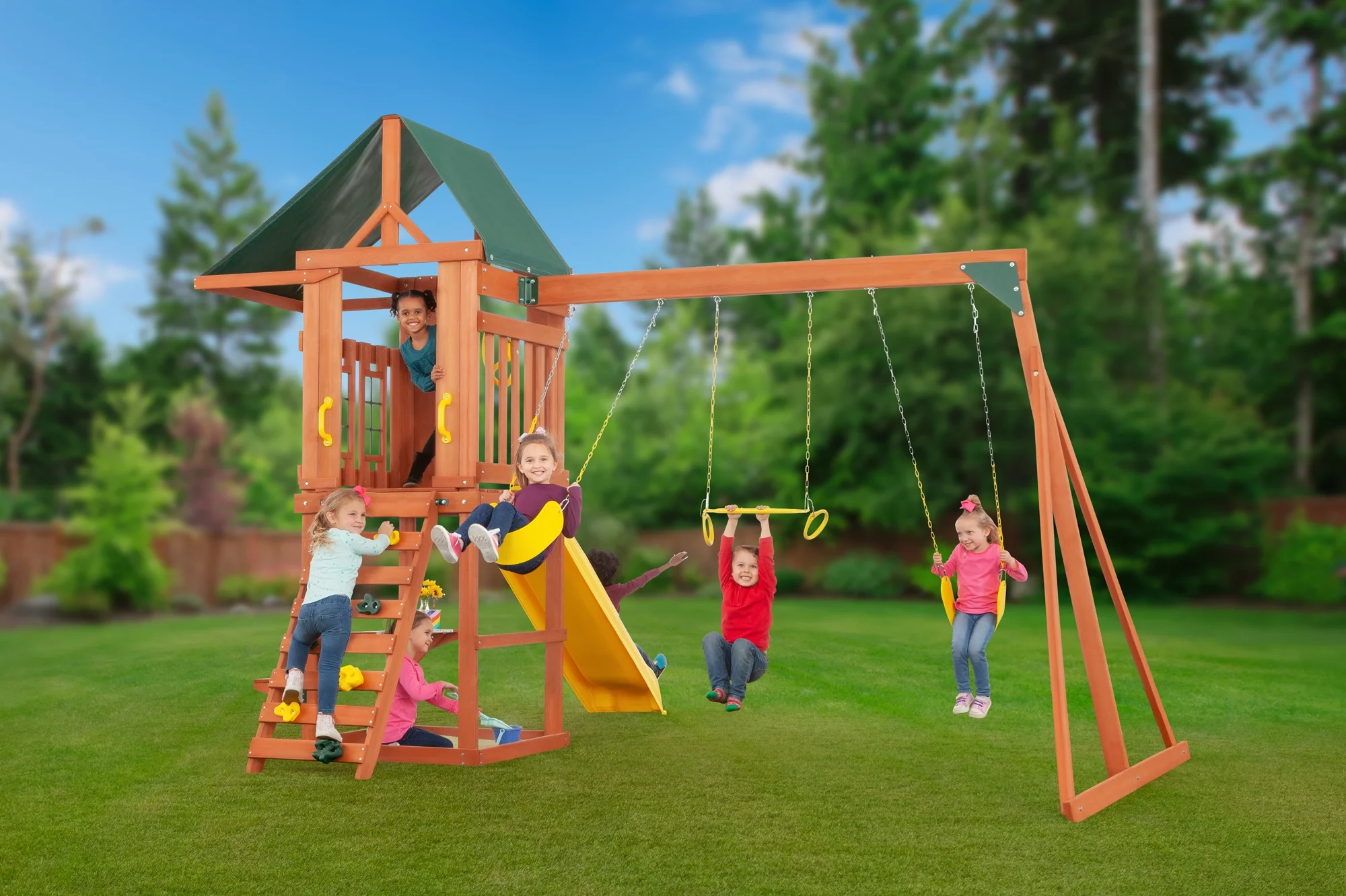 Creative Cedar Designs Cedar Cottage Wooden Swing Set