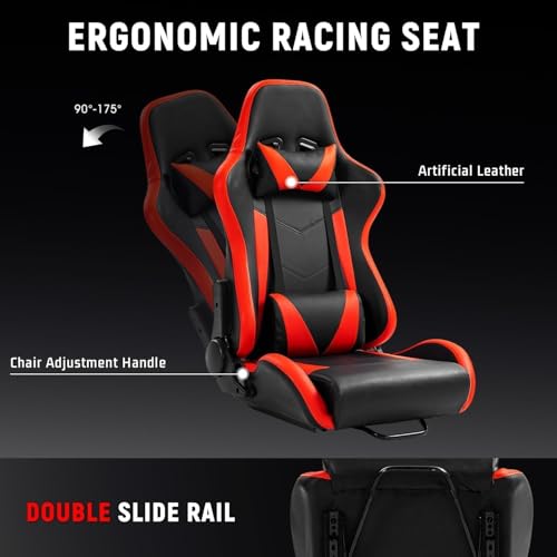Dardoo G923 Racing Simulator Cockpit with Monitor Mount Fits for Logitech/Thrustmaster G25 G27 G29 G920 T150 T300,Simulator Cockpit with red Seat