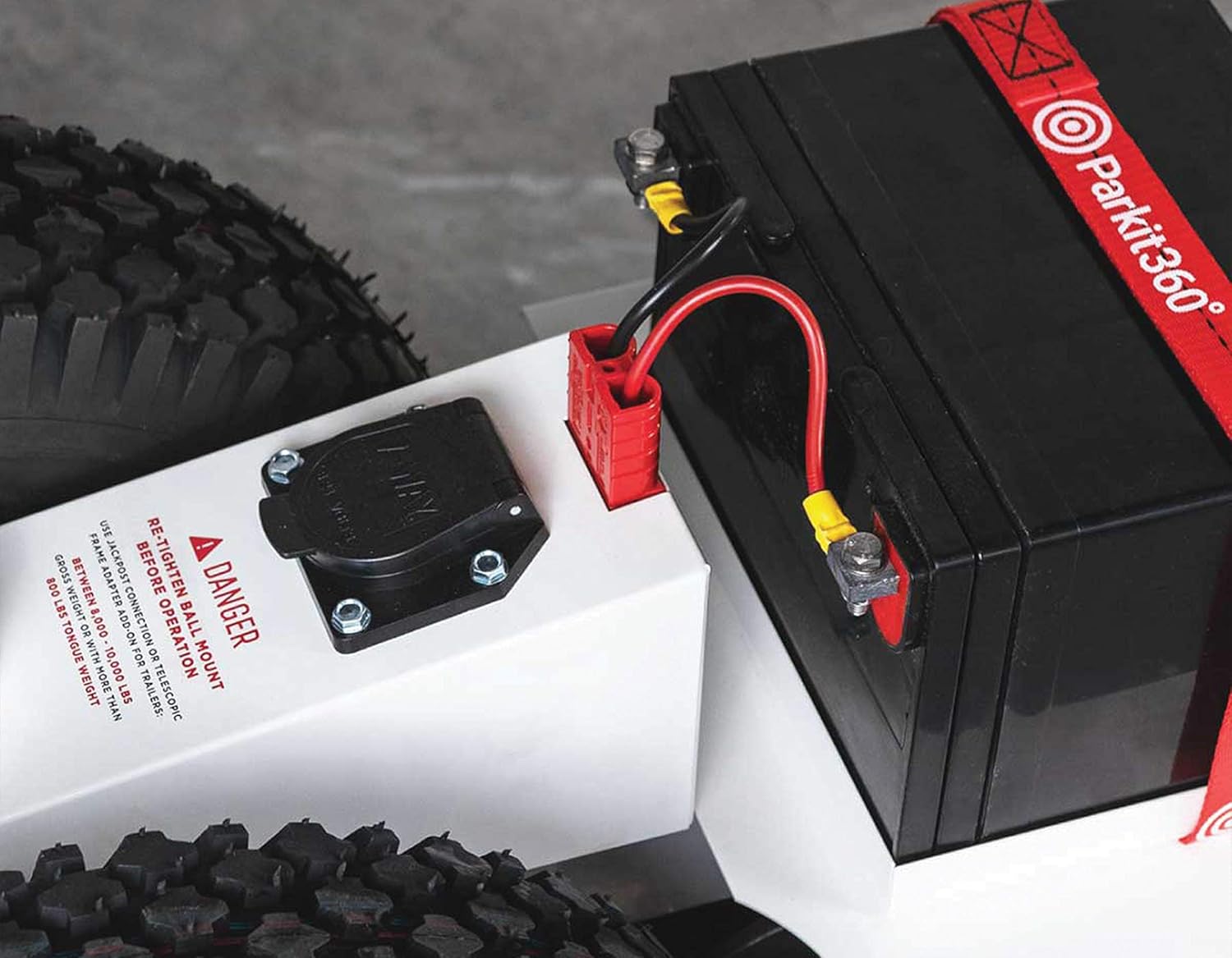 Parkit360 5K B2 Battery Powered Trailer Jack Utility Dolly for Easy Pulling with 2 Hitch Balls Included, Great for Camper, Cargo, and Boat Trailers