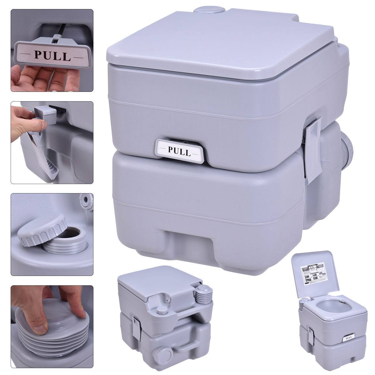 Giantex 5Gallon Portable Toilet Flush Travel Outdoor Camping Hiking Toilet Potty